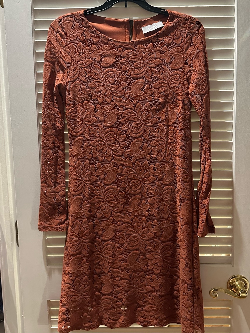 Wallis Rust Lace Long Sleeve A-Line Dress